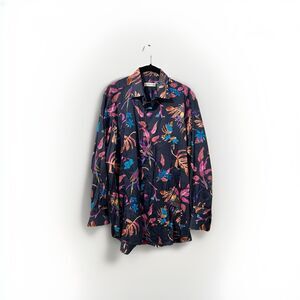 Men’s  ETRO Vibrant Print Parrot Tropical Artsy Button Front Multicolor Shirt 41